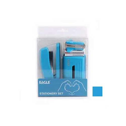 Gift Pack Agrafador+Furador Eagle Neon Color Azul