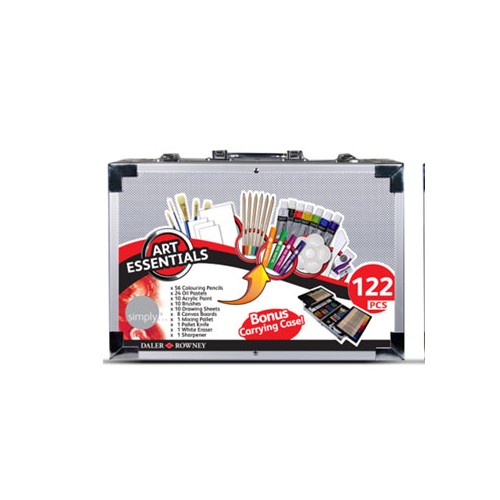 Kit Pinturas Daler Rowney Art Essentials Caixa Metal 122 peças