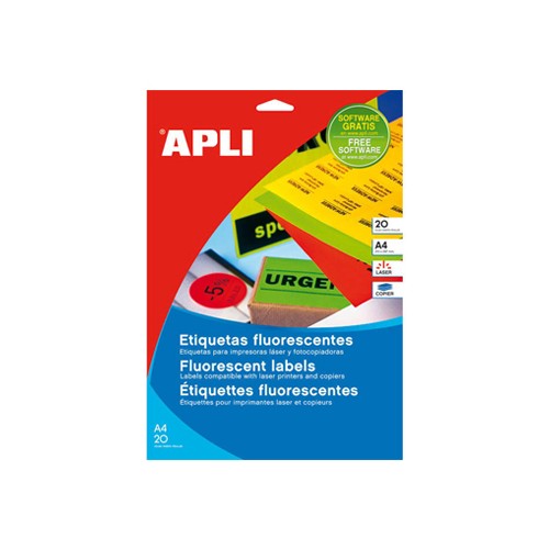 Etiquetas 210x297 Apli Amarelo Flourescen 20 Folhas A4 20n