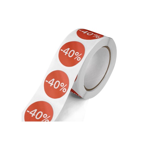 Etiquetas Promocionais Redondas 40% Rolo c / 400 un Vermelho (6 unidades)