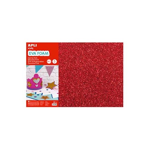 Placa de Cor Musgami 40x60cm 2mm com Purpurinas Vermelho 3Folhas