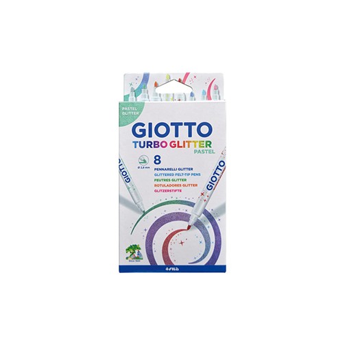 Marcador Feltro Giotto Turbo Glitter Pastel 8 Cores