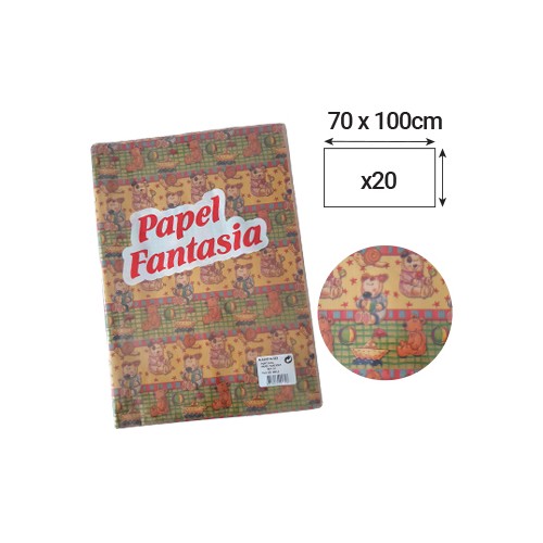 Papel Embrulho Fantasia Infantil 70x100cm 20 Folhas