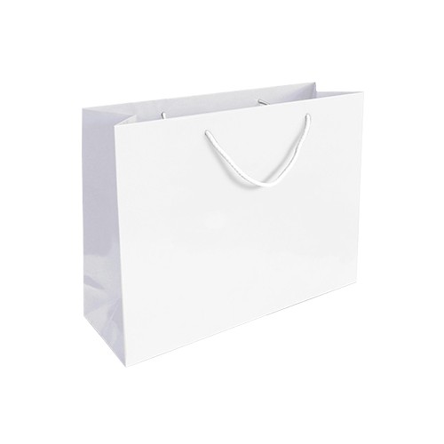 Saco Papel Couché Branco 200g 54x13x44cm com Asas Cordão - 10 unidades