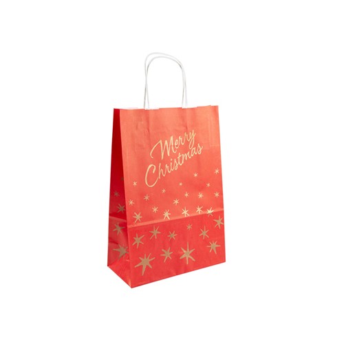 Saco MERRY CHRISTMAS 080g 26x14x32cm Papel com Asas - 250 unidades