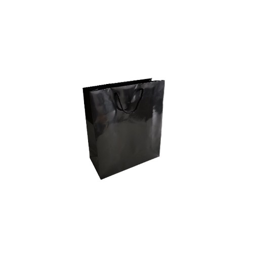 Saco Papel Couché Preto 200g 24x10x31cm com Asas Cordão - 10 unidades