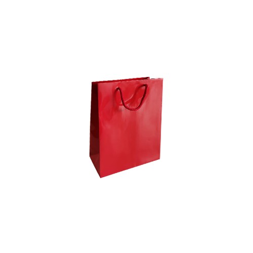 Saco Papel Couché Vermelho 200g 24x10x31cm com Asas Cordão - 10 unidades