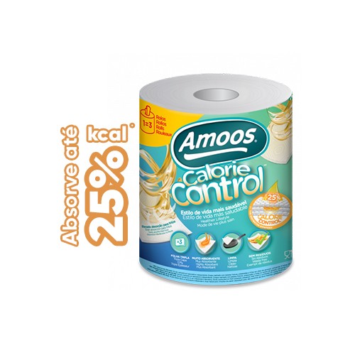 Rolo Toalhas Mão 026mx20,7cm 3Fls Amoos Calorie Control - 2 unidades