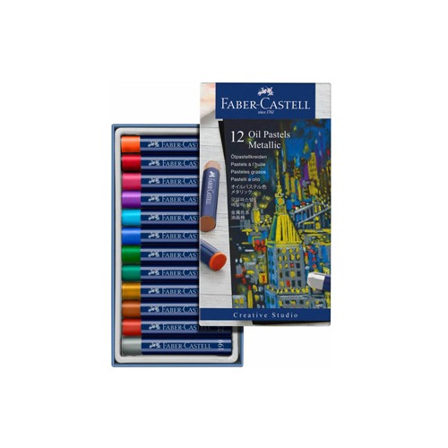 Lápis Pastel a Óleo Faber Castell Cores Metalicas Cx 12 unidades