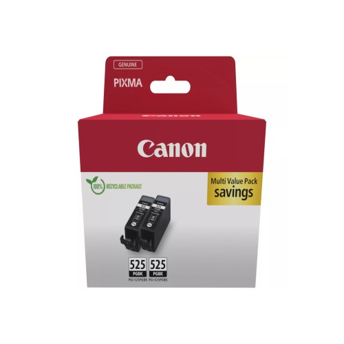 Pack Tinteiros Canon 525 Preto 4529B017 19ml 682 Pág. 2un