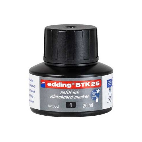 Recarga p / Marcador Quadros Brancos Edding BTK 25ml Preto