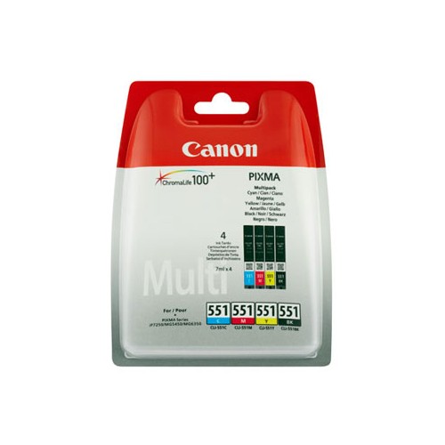 Pack Tinteiros Canon 551 4 Cores 7ml (6509B009, CLI551)