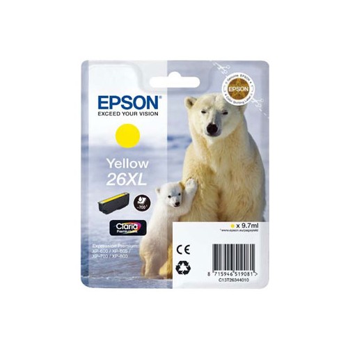 Tinteiro Epson 26XL Amarelo C13T26344010 9,7ml