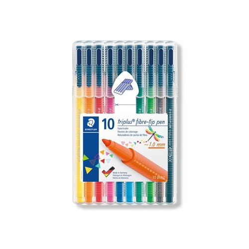 Marcador Feltro Staedtler Triplus 323 Estojo Box c / 10 cores