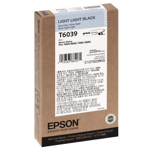 Tinteiro Epson T6039 Cinzento Claro C13T603900 220ml