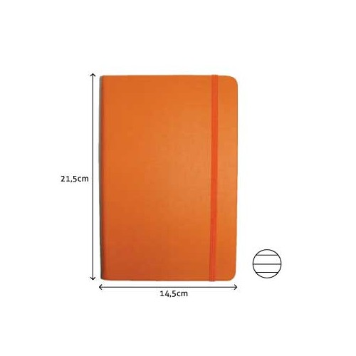 Bloco Notas Pautado 21,5x14,5cm Semi Pele Laranja 116 Folhas