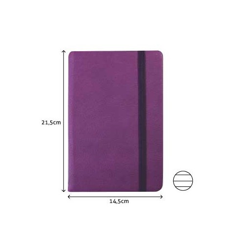 Bloco Notas Pautado 21,5x14,5cm Semi Pele Roxo 116 Folhas