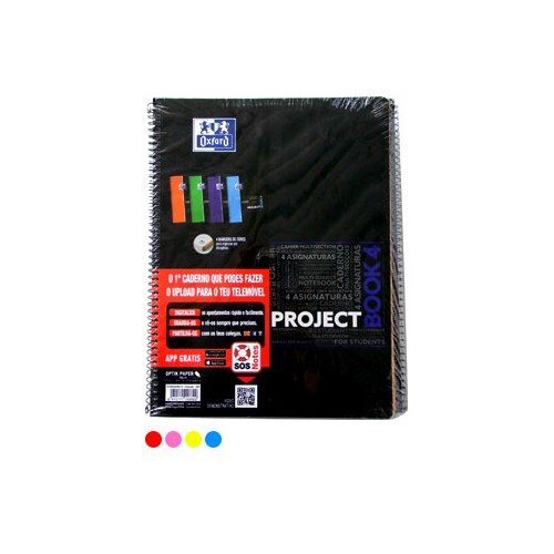 Caderno Espiral Oxford Project A4 Pautado Cor Sort - Pack 5 unidades