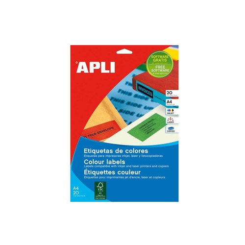 Etiquetas 105x37 Apli 20 Folhas 320un Verde